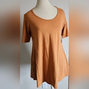 NWT LULAROE Perfect Cotton Oversized Split Hem Tunic T shirt. Small Burnt orange